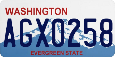 WA license plate AGX0258
