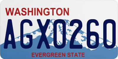 WA license plate AGX0260