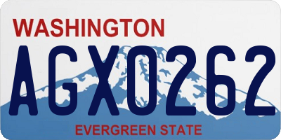 WA license plate AGX0262