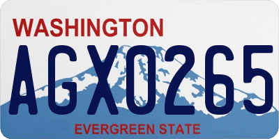 WA license plate AGX0265