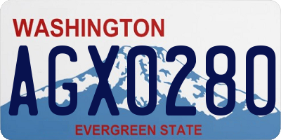 WA license plate AGX0280