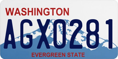 WA license plate AGX0281