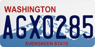 WA license plate AGX0285