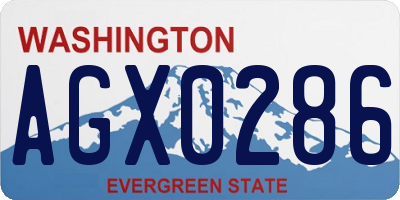 WA license plate AGX0286