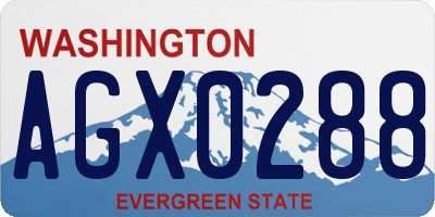 WA license plate AGX0288