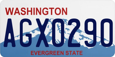 WA license plate AGX0290