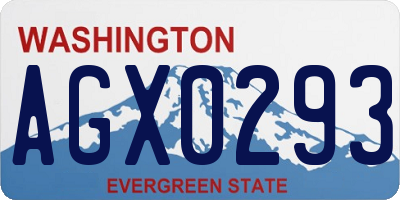 WA license plate AGX0293