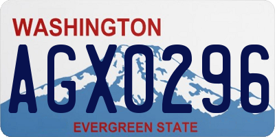 WA license plate AGX0296