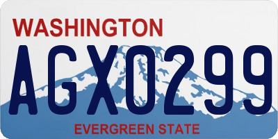WA license plate AGX0299
