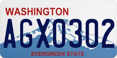 WA license plate AGX0302