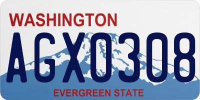 WA license plate AGX0308