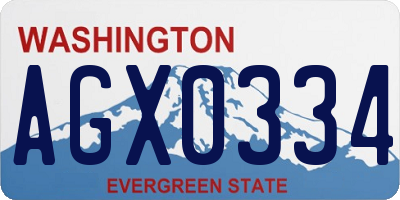 WA license plate AGX0334