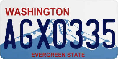 WA license plate AGX0335
