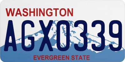 WA license plate AGX0339