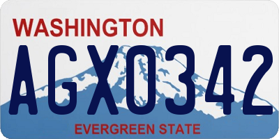 WA license plate AGX0342