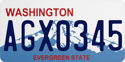 WA license plate AGX0345
