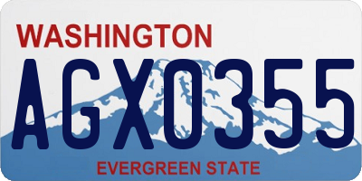 WA license plate AGX0355