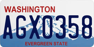 WA license plate AGX0358