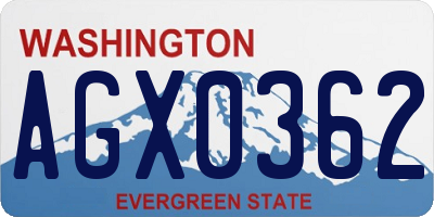 WA license plate AGX0362