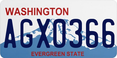 WA license plate AGX0366
