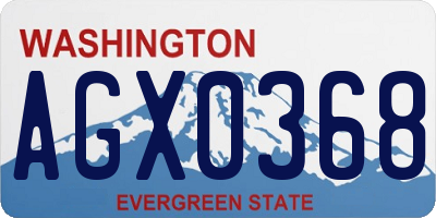 WA license plate AGX0368