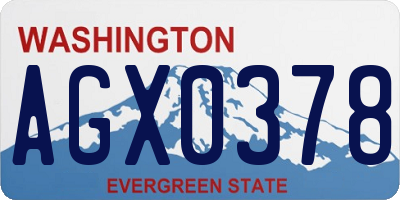 WA license plate AGX0378
