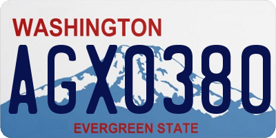 WA license plate AGX0380