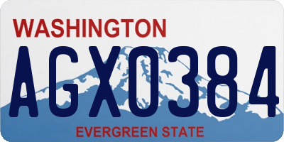 WA license plate AGX0384