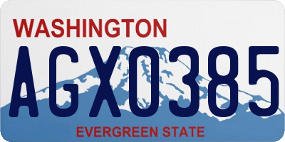 WA license plate AGX0385