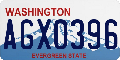 WA license plate AGX0396
