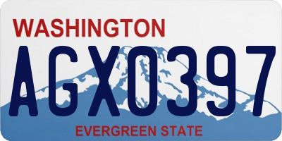 WA license plate AGX0397