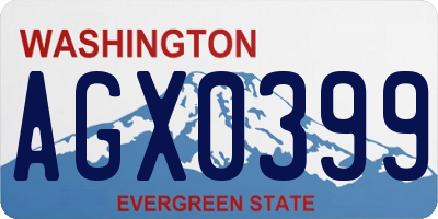 WA license plate AGX0399
