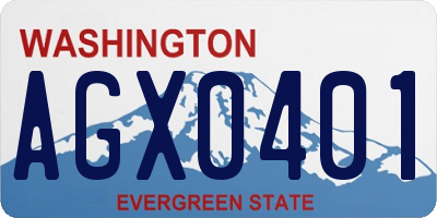 WA license plate AGX0401