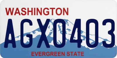 WA license plate AGX0403
