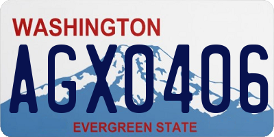 WA license plate AGX0406