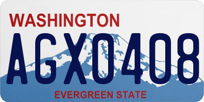 WA license plate AGX0408