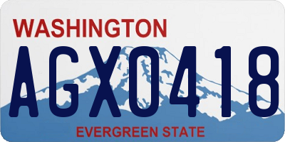 WA license plate AGX0418