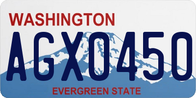 WA license plate AGX0450