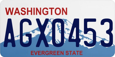 WA license plate AGX0453