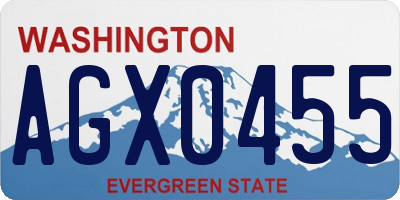 WA license plate AGX0455