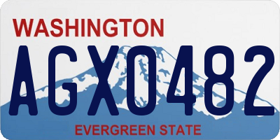 WA license plate AGX0482