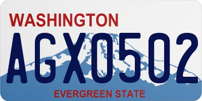 WA license plate AGX0502