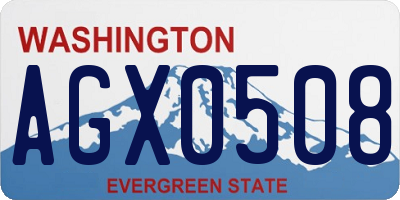 WA license plate AGX0508
