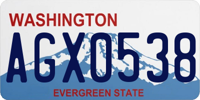 WA license plate AGX0538