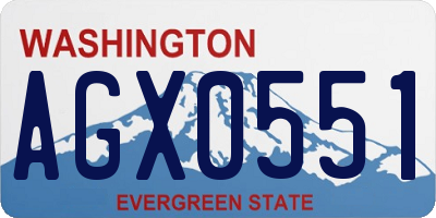 WA license plate AGX0551