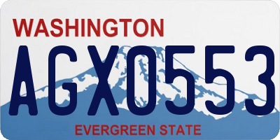 WA license plate AGX0553