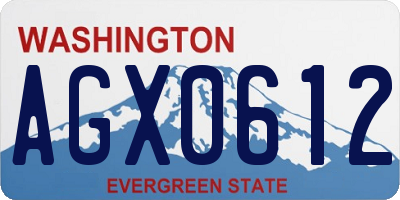 WA license plate AGX0612