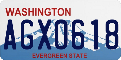 WA license plate AGX0618
