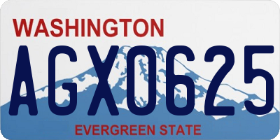 WA license plate AGX0625