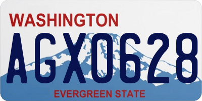 WA license plate AGX0628
